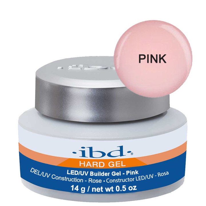 IBD Hard Gel LED/UV Builder Gel - Pink (tirštas rožinis gelis) 14g