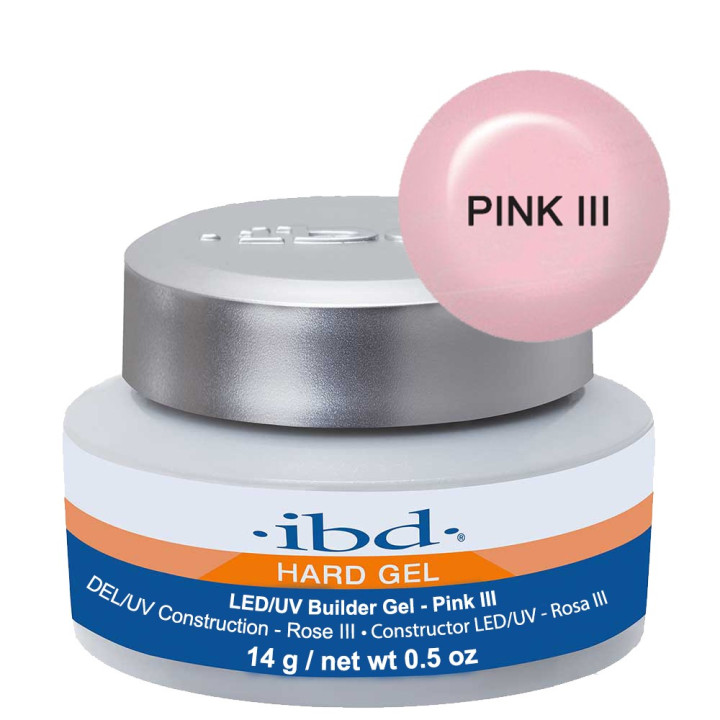 IBD Hard Gel LED/UV Builder Gel - Pink III (tirštas rožinis gelis) 14g